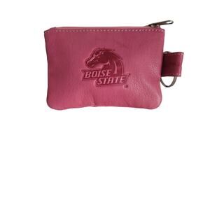 Boise State BSU Women's Pink Leather Coin Purse with Key Ring